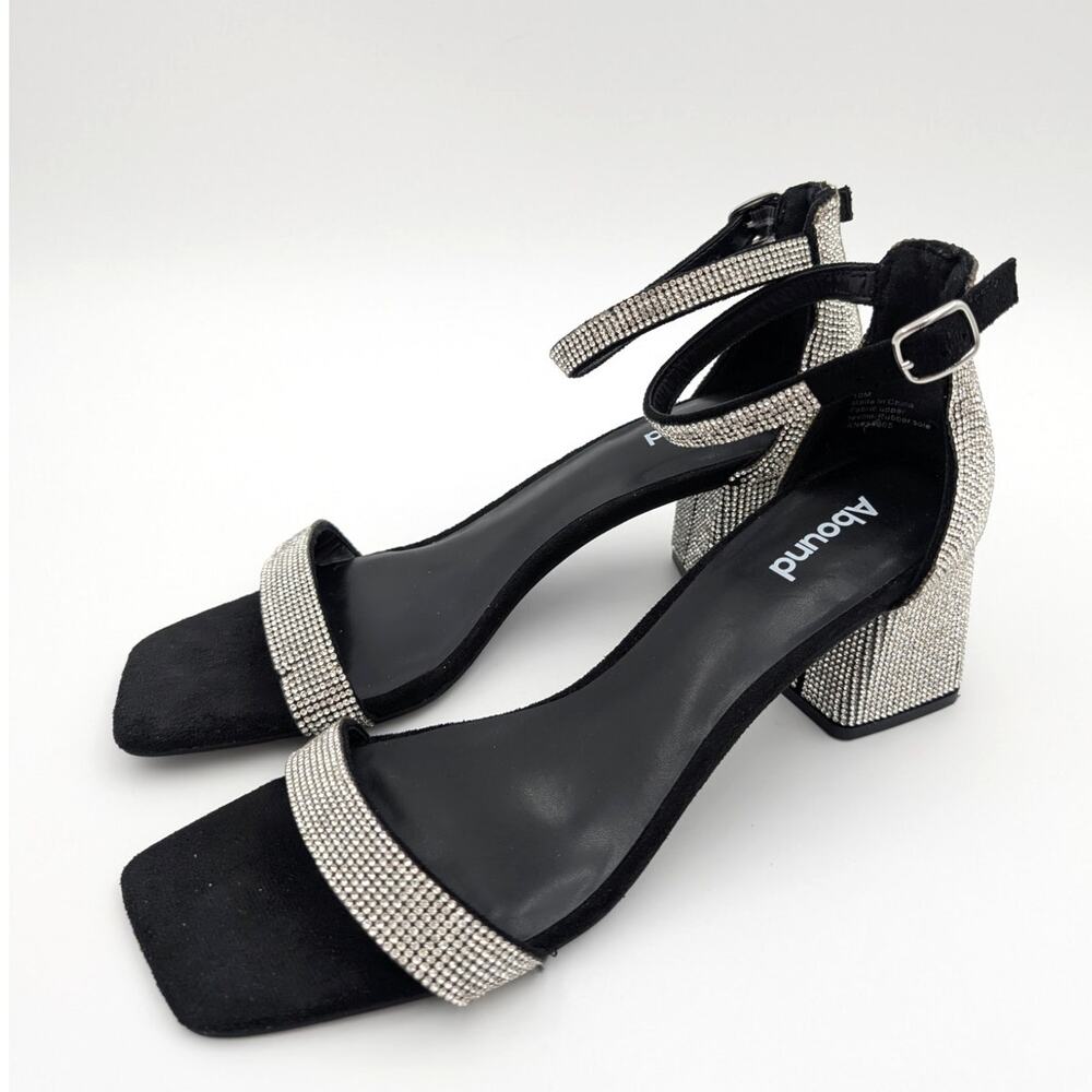 Abound Finn Ankle Strap Rhinestones Block Heel Sandal Silver Size US10M EU42